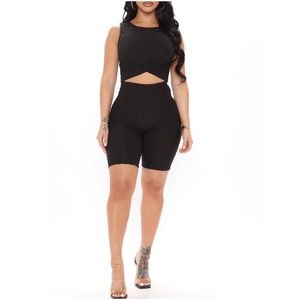 ✨Black On The Move Biker Short Set, Small✨